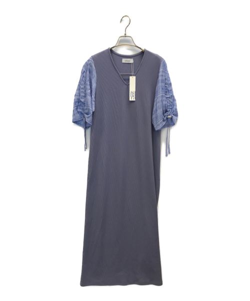 sahara（サハラ）sahara (サハラ) Gather Sleeve Dress　袖切替ロングワンピース ブルー サイズ:FREEの古着・服飾アイテム