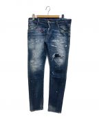 DSQUARED2ディースクエアード）の古着「22SS Medium Breeze Wash Skater Jeans /刺繍 スプラッシュペイント デニム」｜ブルー