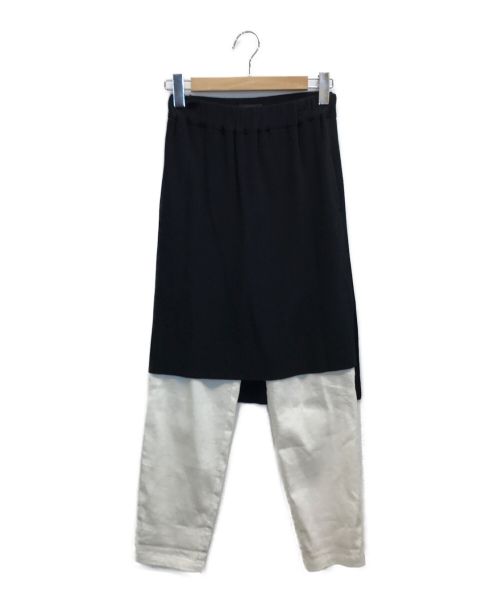Y's（ワイズ）Y's (ワイズ) Knit Skirt Layered Pants　リネンブレンド　ニットスカートレイヤードパンツ ブラック×ホワイト サイズ:1の古着・服飾アイテム