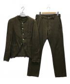 COMME des GARCONS HOMME PLUS）の古着「04AW　切りっぱなしデザインノーカラージャケットセットアップ」｜オリーブ