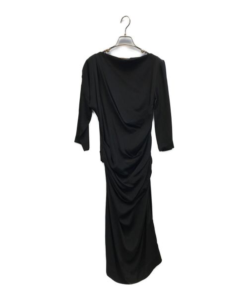 Vivienne Westwood ANGLOMANIA（ヴィヴィアンウエストウッド アングロマニア）VIVIENNE WESTWOOD ANGLOMANIA (ヴィヴィアンウエストウッド アングロマニア) L/Sデザインワンピース　タックワンピース　ギャザーワンピース ブラック サイズ:42の古着・服飾アイテム