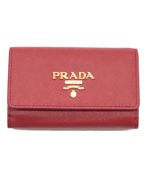 PRADA（プラダ）PRADA (プラダ) サフィアーノ 名刺入れ　ロゴカードケース レッドの古着・服飾アイテム