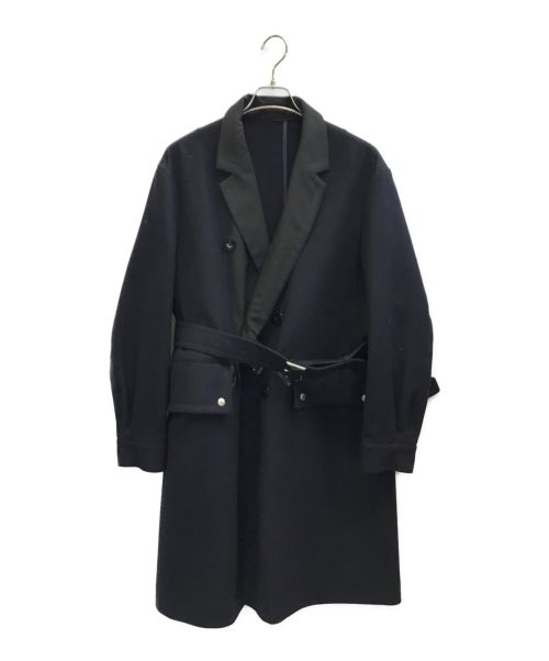 sacai（サカイ）sacai (サカイ) 22AW Wool Melton Coat　ウール メルトン ベルテッド ドッキング コート ネイビー サイズ:1の古着・服飾アイテム