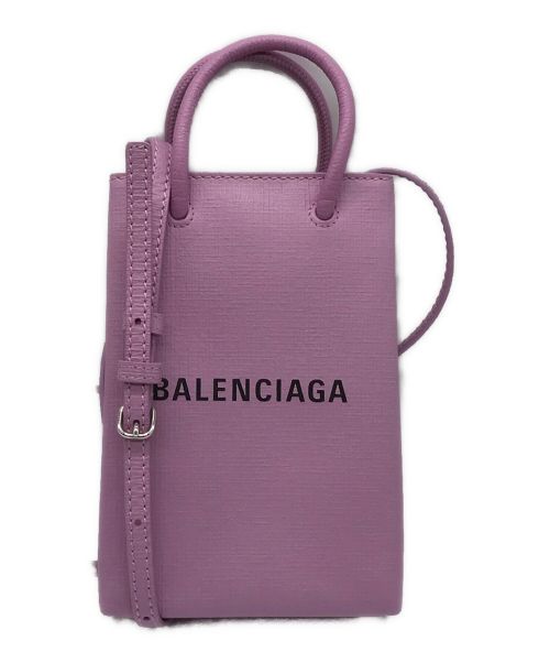 BALENCIAGA（バレンシアガ）BALENCIAGA (バレンシアガ) Logo Fone Holder Mini Bag　ショッピング フォンホルダーバッグ　ミニショルダーバッグ ラベンダーの古着・服飾アイテム