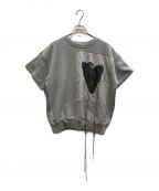 Maison Margielaメゾンマルジェラ）の古着「18SS　Heart Embroidered T-shirt　ハートモチーフスウェットTシャツ」｜グレー