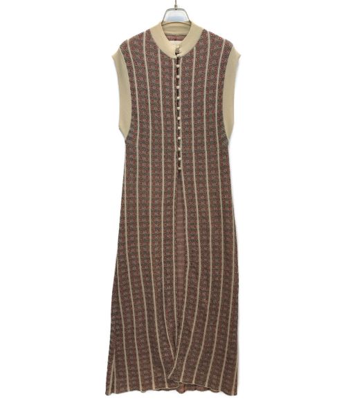 TODAYFUL（トゥデイフル）TODAYFUL (トゥデイフル) Jacquard Knit Dress　フロントスリット　ニットワンピース レッド サイズ:38の古着・服飾アイテム