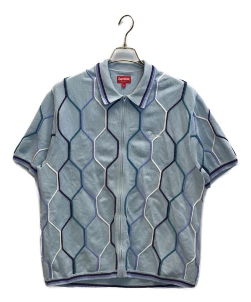 SUPREME（シュプリーム）SUPREME (シュプリーム) 21SS HEX ZIP UP POLO ジップアップポロシャツ ブルー サイズ:Lの古着・服飾アイテム