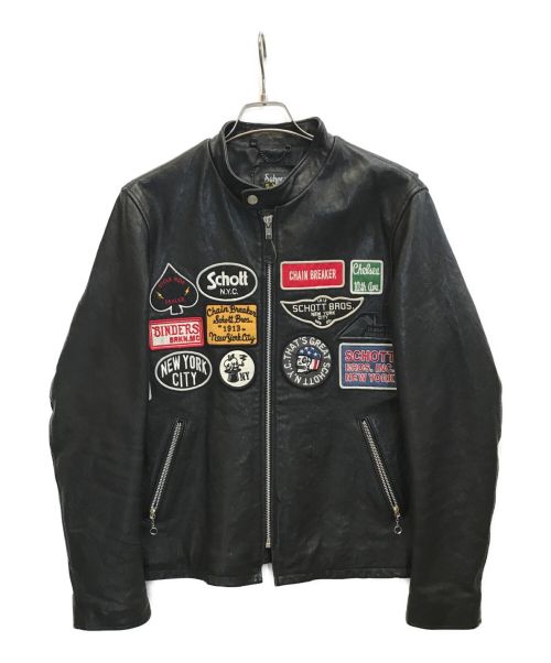 Schott（ショット）Schott (ショット) シープスキン カフェレーサー ライダースジャケット ブラック サイズ:Lの古着・服飾アイテム