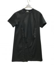 COMME des GARCONS HOMME PLUS (コムデギャルソンオムプリュス) 19SS フロントベルテッドTシャツ ブラック サイズ:L