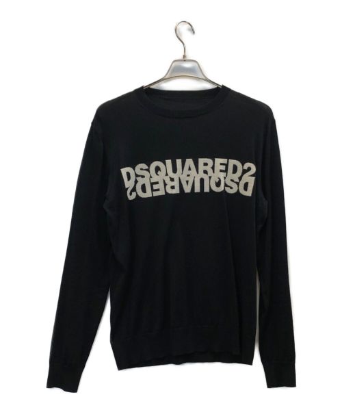 DSQUARED2（ディースクエアード）DSQUARED2 (ディースクエアード) BLACK LOGO EMBROIDERED SWEATER ブラックロゴイムブロイセーター ブラック サイズ:Mの古着・服飾アイテム