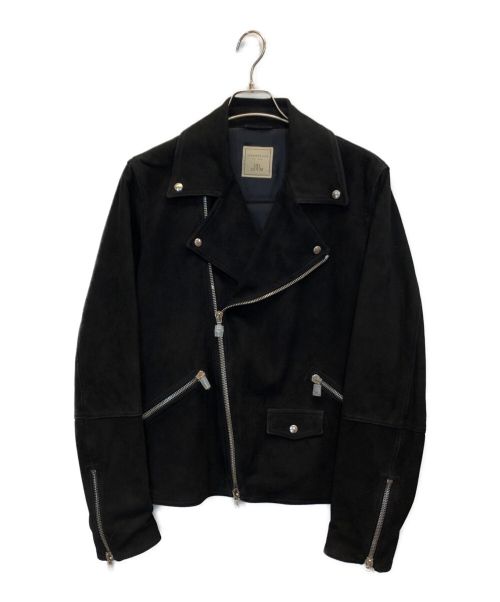 DENIM（デニム）DENIM (デニム) TOMORROW LAND (トゥモローランド) スエードダブルライダースジャケット ブラック サイズ:52の古着・服飾アイテム