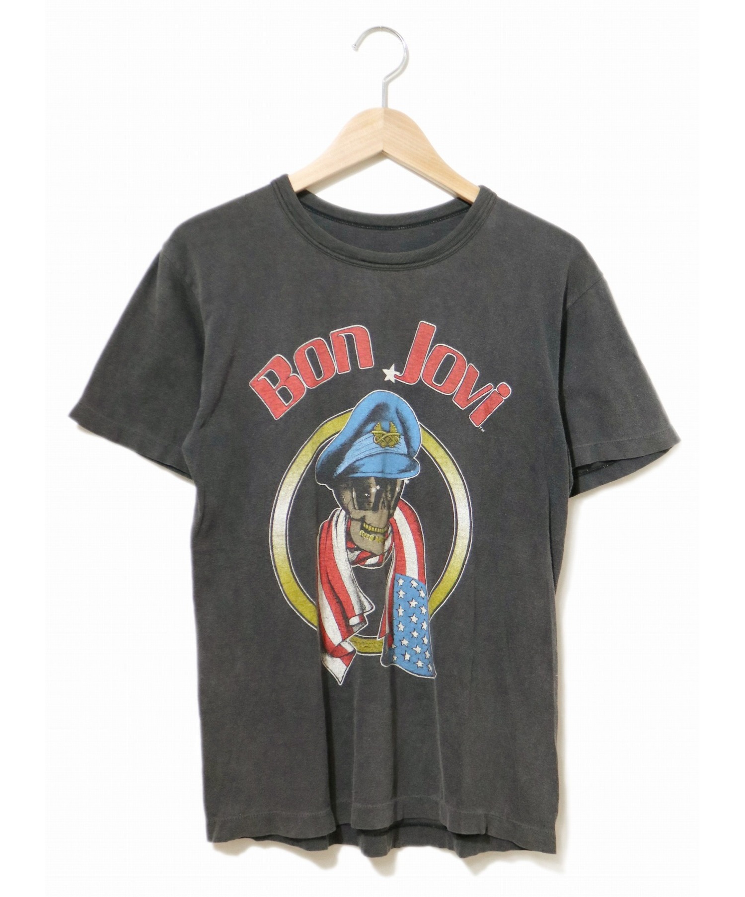 【中古・古着通販】バンドTシャツ (バンドTシャツ) [古着]80’s BON JOVI バンドTシャツ ブラック サイズ:タグなしの為不明