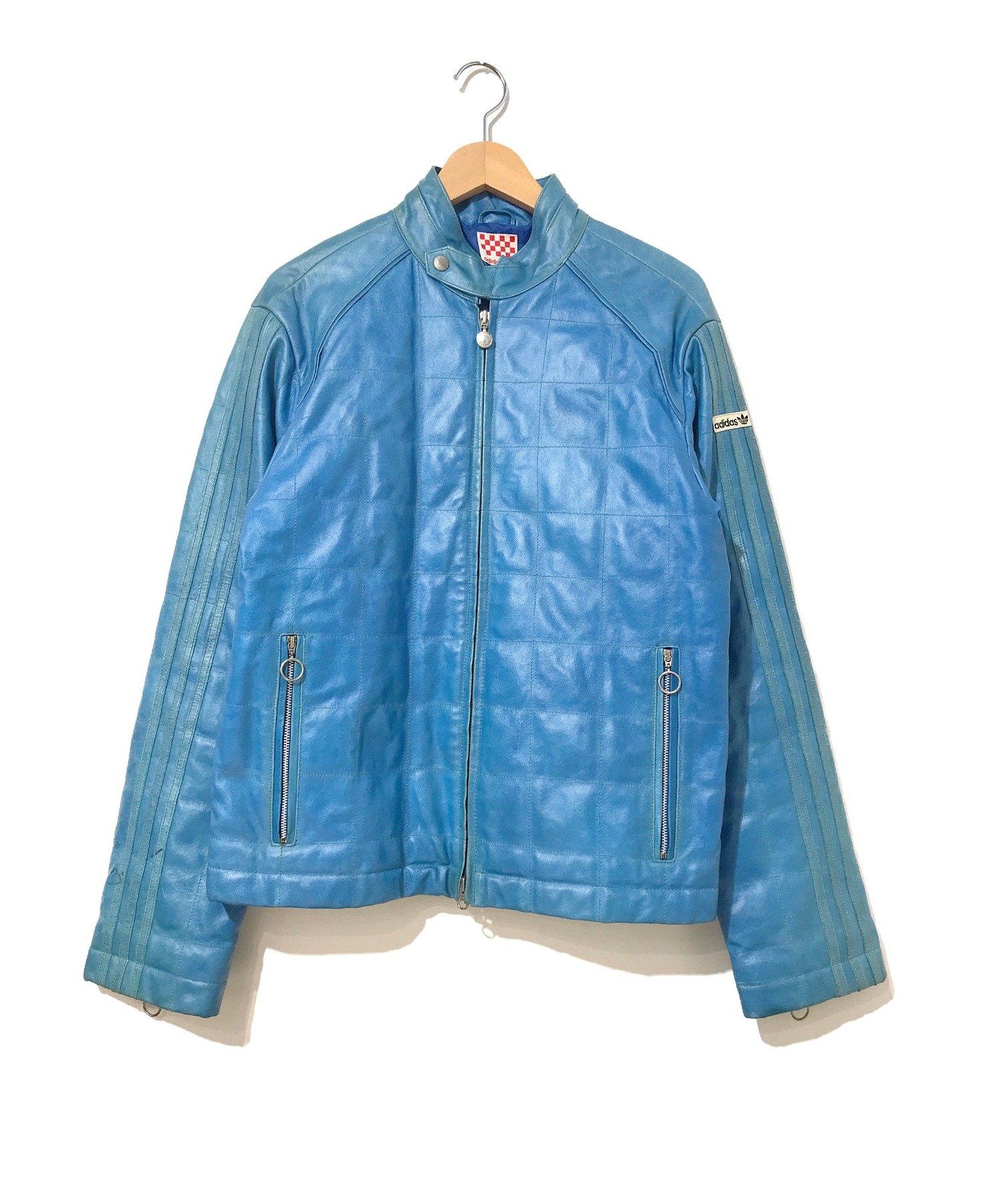 中古 古着通販 Adidas アディダス シングルレザーライダースジャケット ブルー サイズ M ブランド 古着通販 トレファク公式 Trefac Fashion