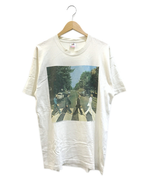 バンドTシャツ（バンドTシャツ）バンドTシャツ (バンドTシャツ)  [古着]THE BEATLES 90’sバンドTシャツ ホワイト サイズ:L 1990年・ビートルズ・アビーロード・ABBEY ROAD・USA製フルーツボディの古着・服飾アイテム