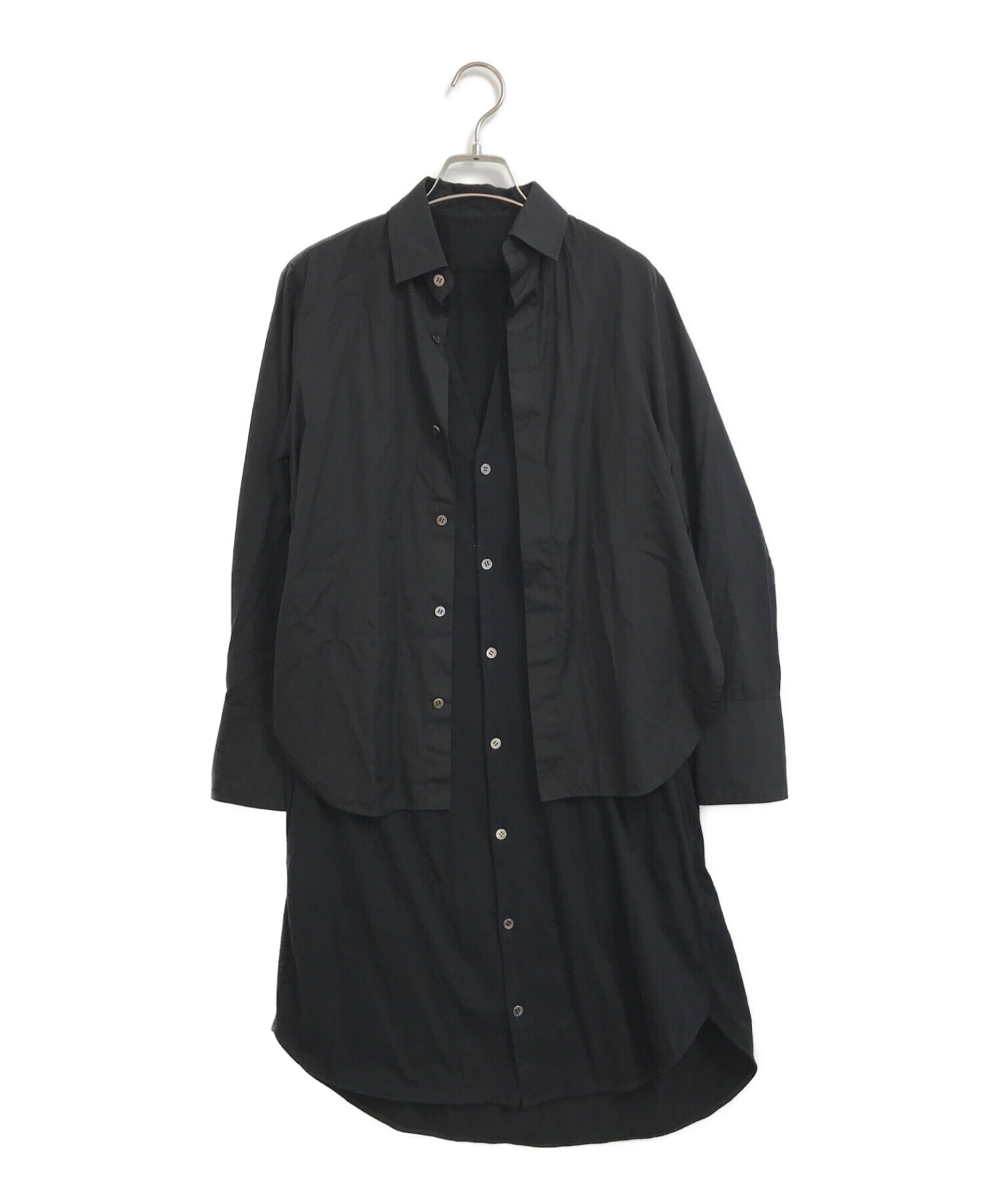 中古 古着通販 Ground Y グラウンドワイ レイヤードロングシャツワンピース ブラック サイズ 1 ブランド 古着通販 トレファク公式 Trefac Fashion