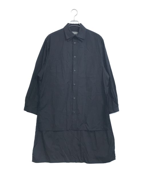 YOHJI YAMAMOTO×ALEXANDROS（ヨウジ ヤマモト×アレクサンドロス）YOHJI YAMAMOTO×ALEXANDROS (ヨウジ ヤマモト×アレクサンドロス) 2枚衿長袖ロングシャツ ブラック サイズ:2の古着・服飾アイテム