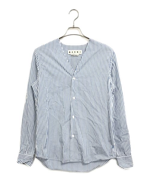 MARNI（マルニ）MARNI (マルニ) 裁ち切りストライプシャツ ブルー サイズ:Mの古着・服飾アイテム