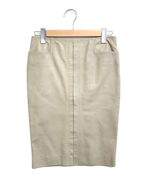 GUCCI（グッチ）GUCCI (グッチ) レザータイトスカート ベージュ サイズ:38の古着・服飾アイテム