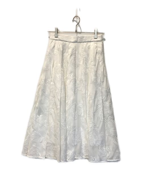 ROPE（ロペ）ROPE (ロペ) シアーエンブロイダリータックフレアスカート ホワイト サイズ:36の古着・服飾アイテム