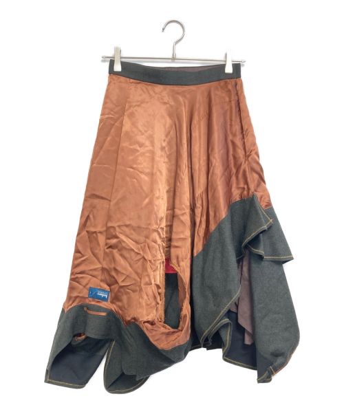 KOLOR（カラー）KOLOR (カラー) 異素材切り替えドレープ スカート グリーン サイズ:1表記の古着・服飾アイテム