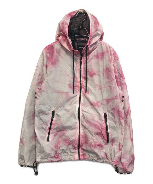 DIESEL（ディーゼル）DIESEL (ディーゼル) タイダイ染めナイロンシワ加工マウンテンパーカー ピンク サイズ:Mの古着・服飾アイテム