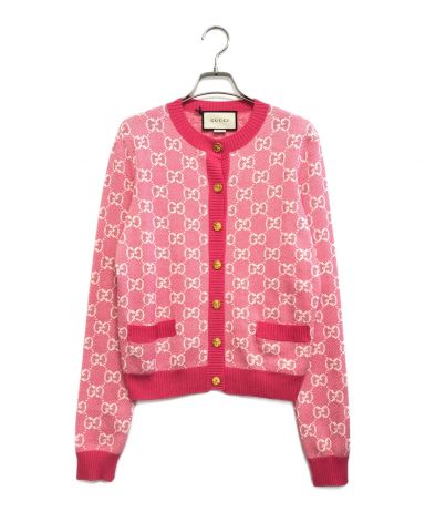 中古・古着通販】GUCCI (グッチ) GGニットカーディガン ピンク サイズ 