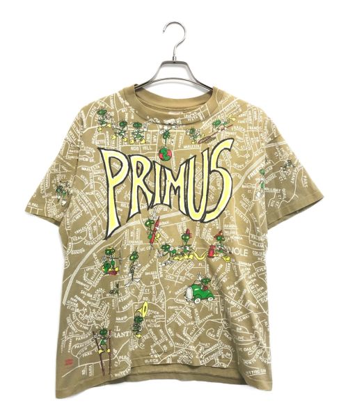 バンドTシャツ（バンドTシャツ）バンドTシャツ (バンドTシャツ) PRIMUS(プリムス)地図柄バンドTシャツ ベージュ サイズ:XLの古着・服飾アイテム