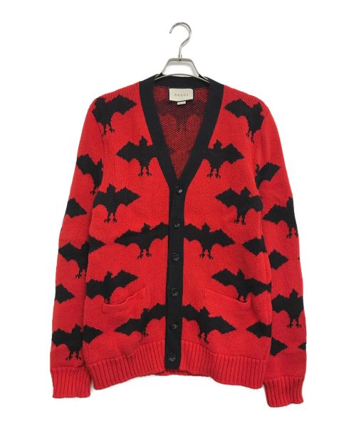 GUCCI（グッチ）GUCCI (グッチ) Bat Jacquard Knitted Cardigan レッド サイズ:XSの古着・服飾アイテム