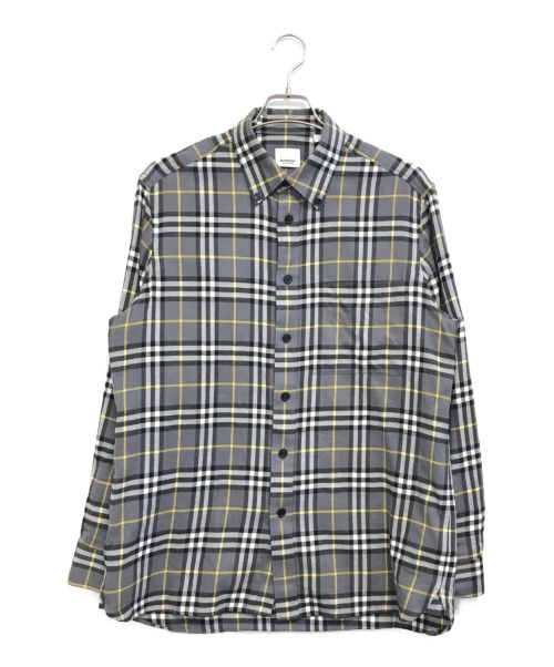 BURBERRY（バーバリー）BURBERRY (バーバリー) ボタンダウンネルシャツ グレー サイズ:Lの古着・服飾アイテム