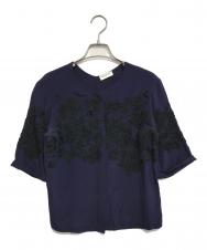 DRIES VAN NOTEN (ドリスヴァンノッテン) 装飾シルクブラウス パープル サイズ:36