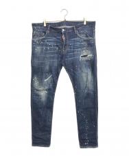 DSQUARED2 (ディースクエアード) ペンキ加工 デニムパンツ インディゴ サイズ:54