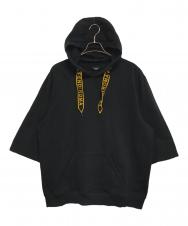 FENDI (フェンディ) ロゴテープ 半袖パーカー ブラック サイズ:XXL