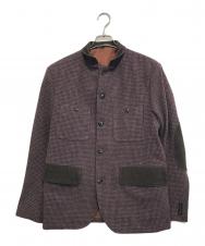 COMME des GARCONS HOMME (コムデギャルソン オム) 千鳥ウールテーラードジャケット ボルドー×グレー サイズ:S