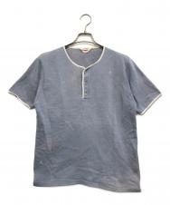 Champion (チャンピオン) ヘンリーネック半袖スウェット ブルー サイズ:L