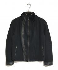 EMPORIO ARMANI (エンポリオ アルマーニ) 00's ラムレザー切替縮絨ジャケット ブラック サイズ:46