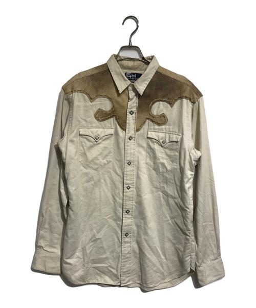 POLO RALPH LAUREN (ポロ・ラルフローレン) コットンサテンウエスタンシャツ カーキ サイズ:L