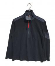 PRADA SPORTS (プラダスポーツ) デニム切替ハーフジップシャツ レッド サイズ:L