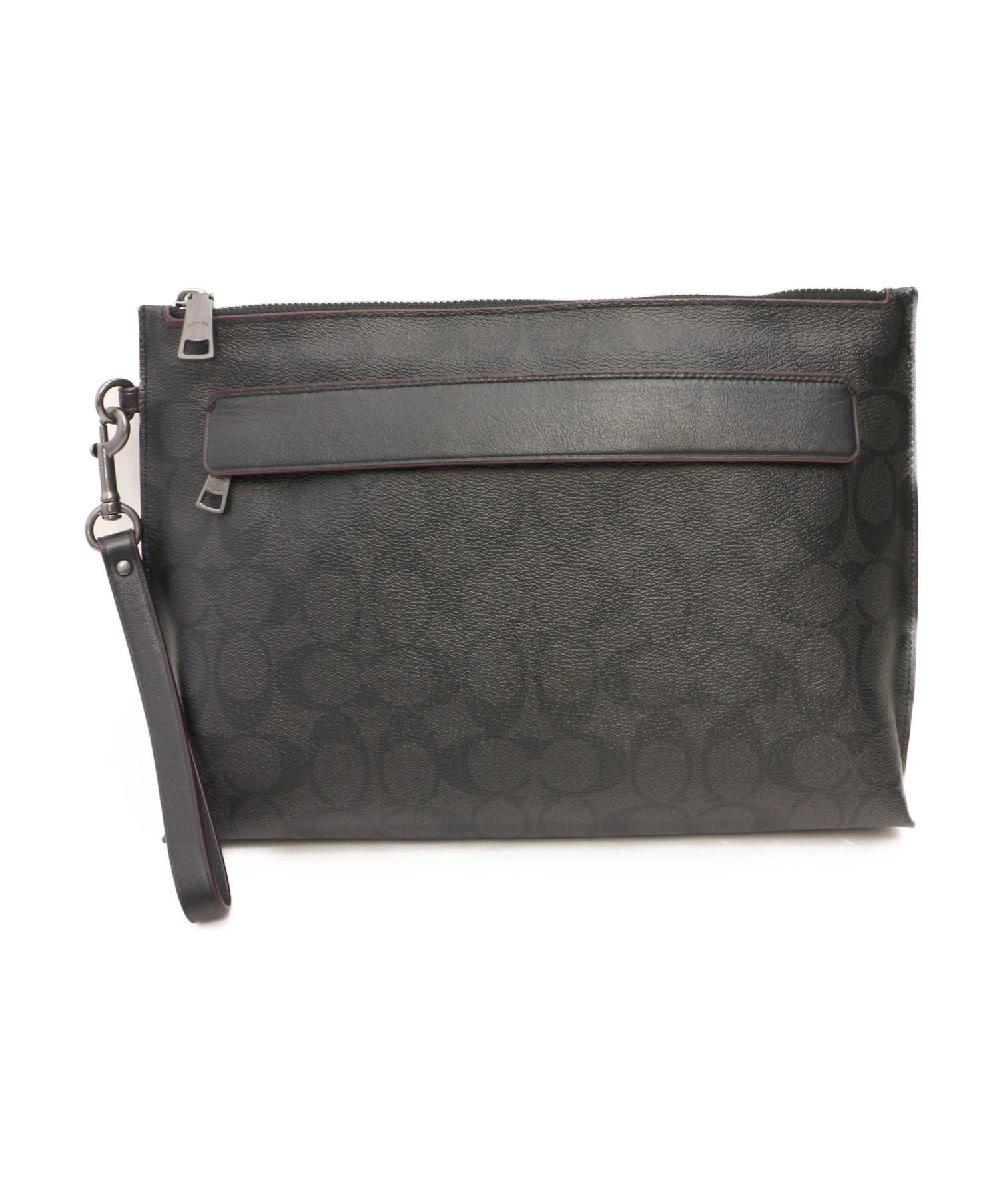中古 古着通販 Coach コーチ クラッチバッグ ダークグレー シグネチャー F Pvc ブランド 古着通販 トレファク公式 Trefac Fashion