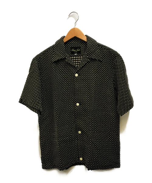 HAVERSACK（ハバーサック）HAVERSACK (ハバーサック) リネンステッチオープンカラーシャツ ブラック サイズ:Mの古着・服飾アイテム