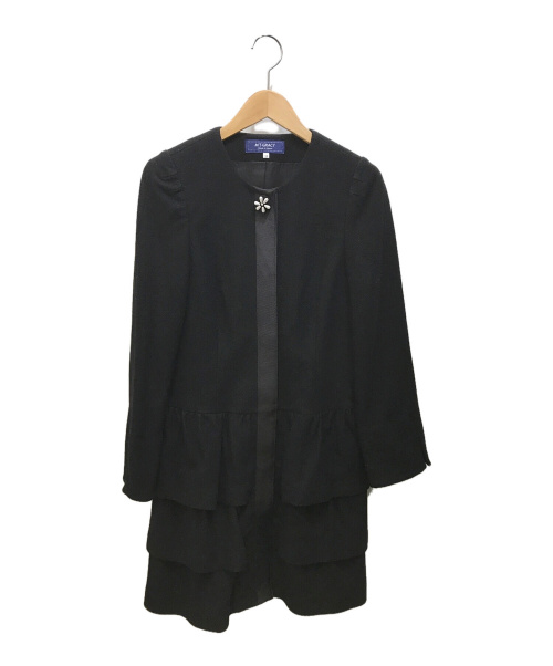 M'S GRACY（エムズグレイシー）M'S GRACY (エムズグレイシー) ノーカラーフリルコート ブラック サイズ:38の古着・服飾アイテム