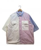 maison kitsune（メゾンキツネ）の古着「large pockets short sleeves shirt」｜ホワイト×ピンク
