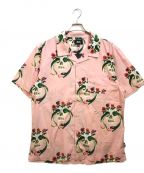 stussy（ステューシー）の古着「Skull Pattern Shirt」｜ピンク