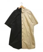 MM6 Maison Margielaエムエムシックス メゾンマルジェラ）の古着「切替シャツ」｜ベージュ×ブラック