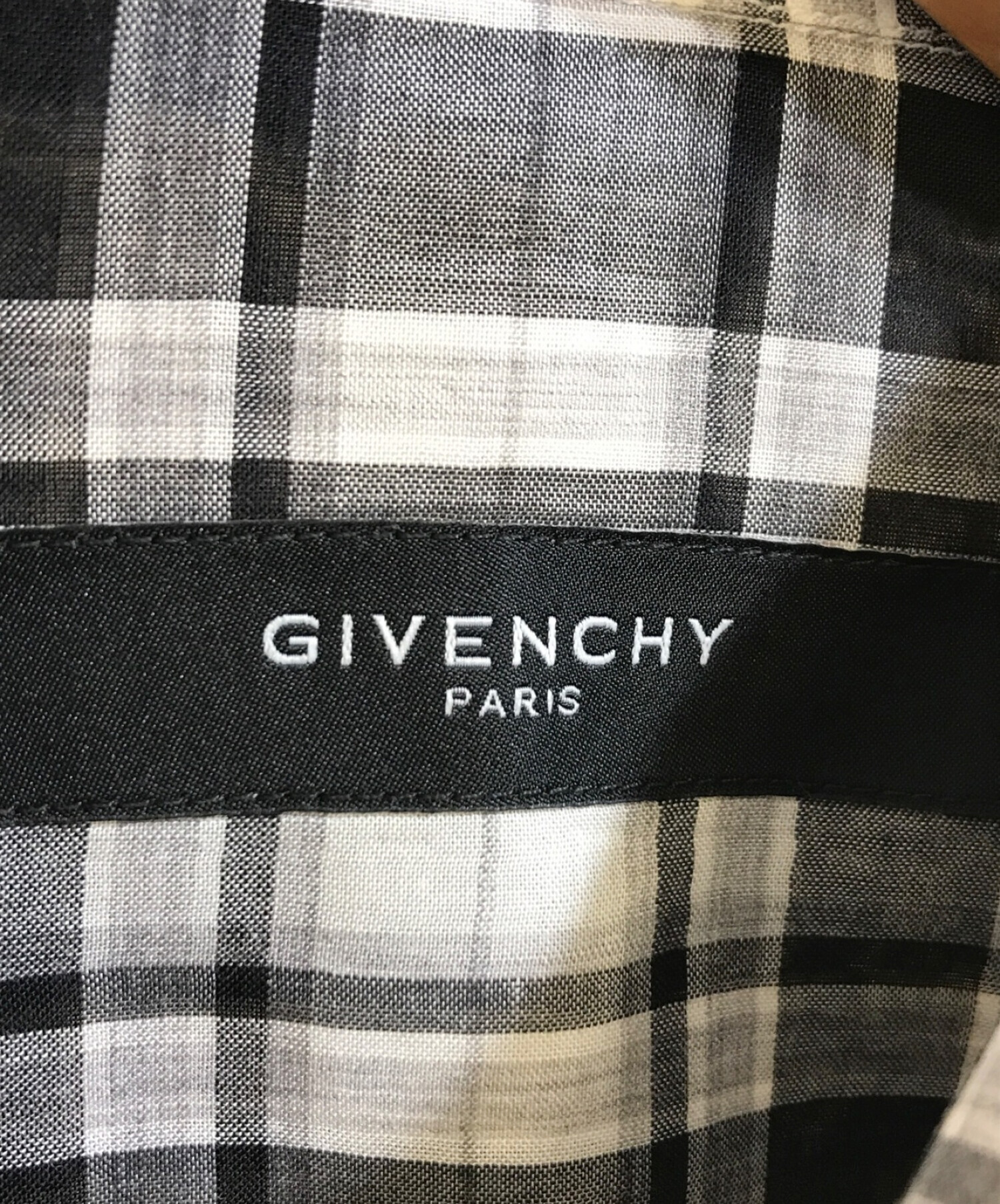 GIVENCHY (ジバンシィ) チェックシャツ ホワイト×ブラック サイズ:39