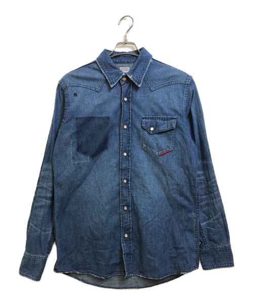 JAPAN BLUE（ジャパンブルー）JAPAN BLUE (ジャパンブルー) ダメージ加工デニムシャツ インディゴ サイズ:Lの古着・服飾アイテム