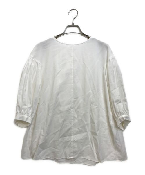 BALLSEY（ボールジィ）BALLSEY (ボールジィ) クリスタルコットン ギャザーブラウス ホワイト サイズ:36の古着・服飾アイテム