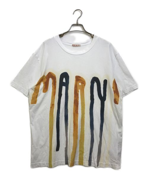 MARNI（マルニ）MARNI (マルニ) ドリッピングロゴ ジャージー製Tシャツ ホワイト サイズ:38の古着・服飾アイテム