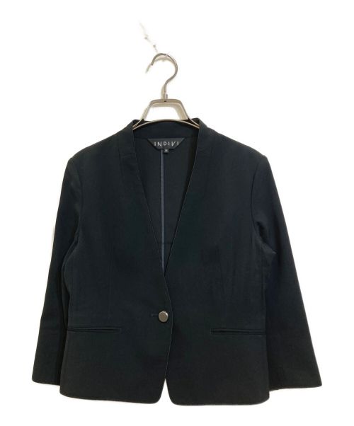 INDIVI（インディヴィ）INDIVI (インディヴィ) ノーカラージャケット ブラック サイズ:Mの古着・服飾アイテム
