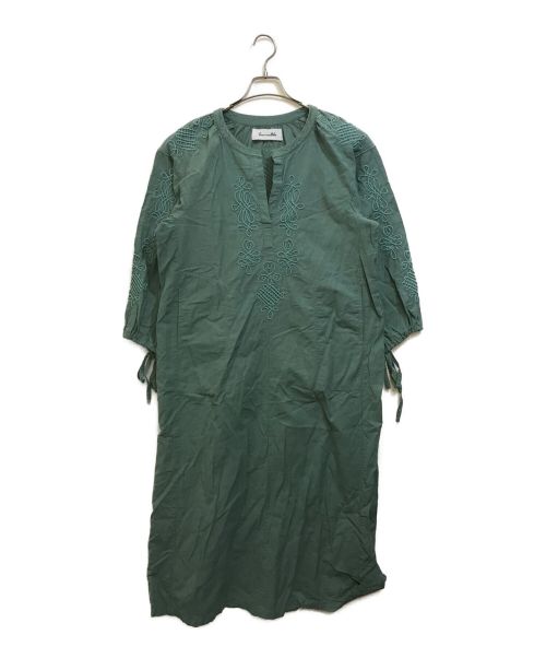 sara mallika（サラマリカ）sara mallika (サラマリカ) LINEN EMB DRESS グリーン サイズ:Sの古着・服飾アイテム