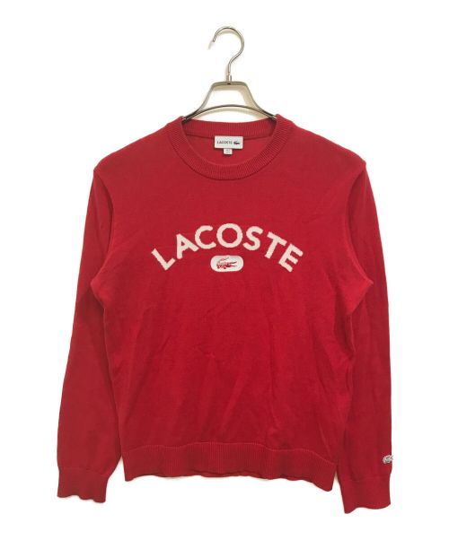 LACOSTE（ラコステ）LACOSTE (ラコステ) ロゴジャガードニット レッド サイズ:Sの古着・服飾アイテム
